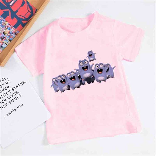 

summer t shirt for girls boys sunlight grizzy bear animal print cute kids clothes funny lemmings, Blue