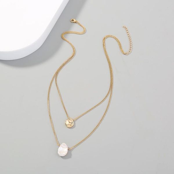 

chains stainless steel necklace light luxury pearl pendant women trend mini jewelry gift, Silver