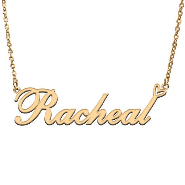 

pendant necklaces racheal love heart name necklace personalized gold plated stainless steel collar for women girls friends birthday wedding, Silver