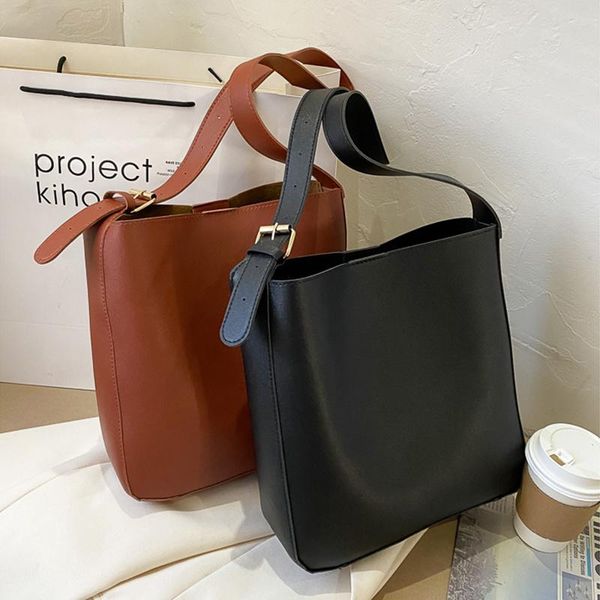 

evening bags simple vintage pu leather composite for women casual large capacity messenger female solid luxury bucket handbag