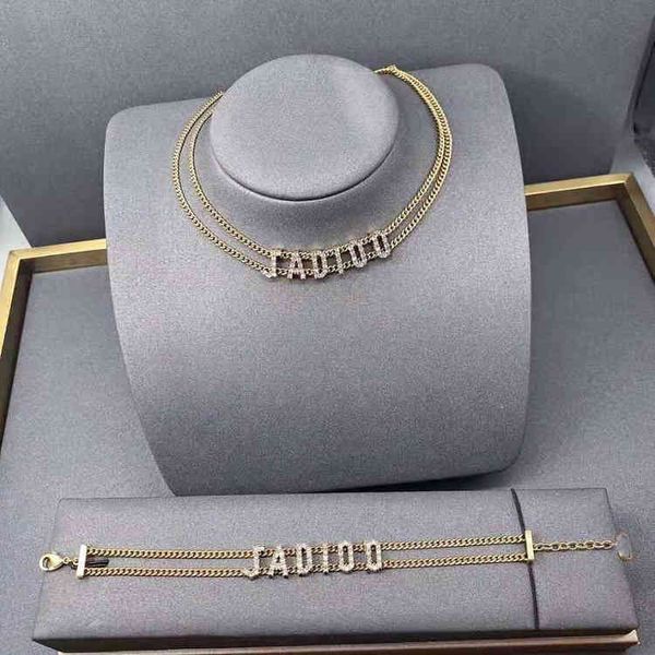 

70% off clavicle chain letter inlaid diamond necklace bracelet, Silver