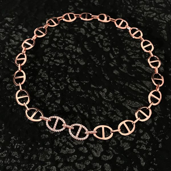 

s925 sterling silver sailor ring buckle pig nose rose gold necklace simple and fashionable personality luxury brand monaco jewelry gift for