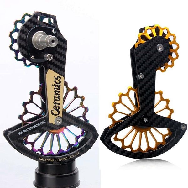 

bike derailleurs r8000/8050/9170/9150/9100 road rear derailleur carbon 18t pulley ceramic bearing colorful