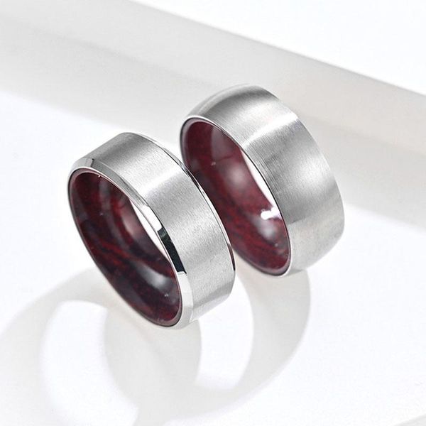 

wedding rings luxury men's ring high-quality stainless steel brushed and solid wood for engagement anniversary jewelry gift, Slivery;golden