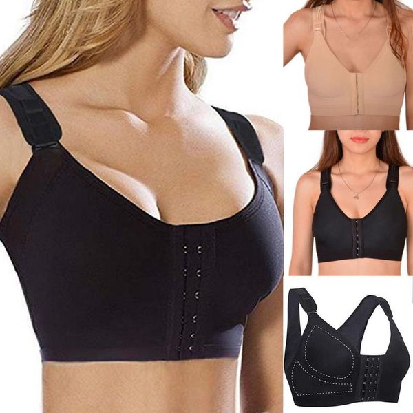 

workout for women yoga fitness sports support bra front closure with adjustable straps wireracerback women's tube gym clothing, White;black