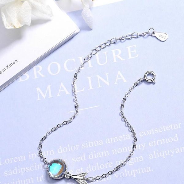 

link, chain bracelet female multicolored moonstone fishtail jewelry, Black