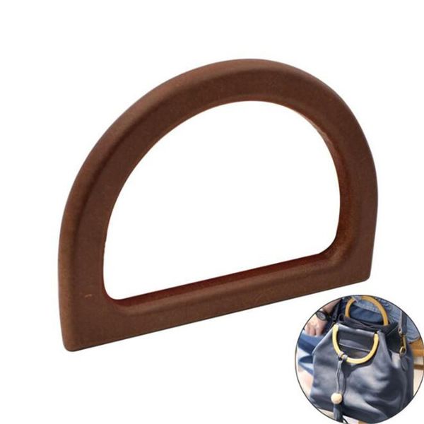 

bag parts & accessories female wooden handle d shape women replacement diy handbag purse frame, Black