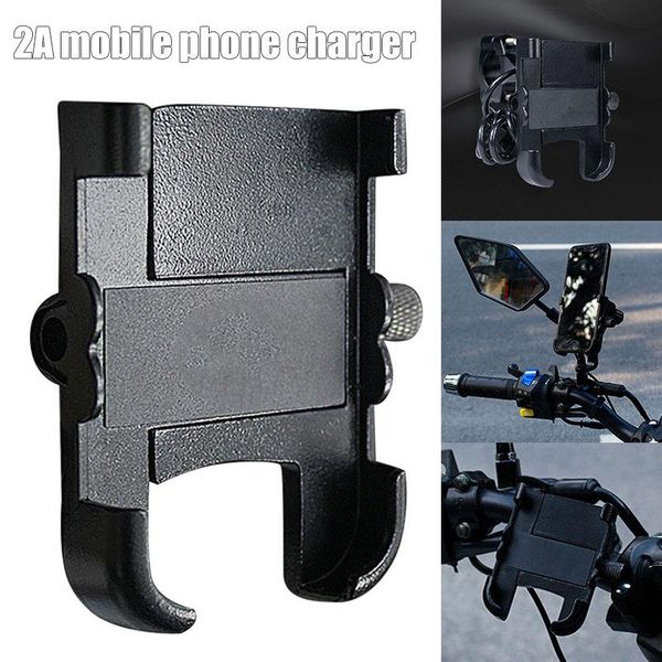 

cell phone mounts & holders motorcycle mount with 2a quick charger adjustable motorbike holder anti slip handlebar stand bracket vh99