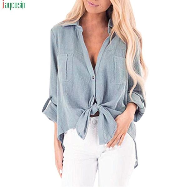 

blouse womens plus size loose casual long sleeve button and blouses shirt female blusa women's & shirts, White