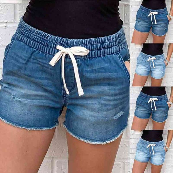 

summer fashion jean denim washed women short jeans casual manual wear out cowboy lace-up good fabric, White;black