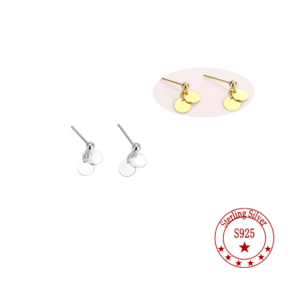 

stud s925 sterling silver round beads peas pieces golden short earrings female temperament wedding anniversary gift, Golden;silver