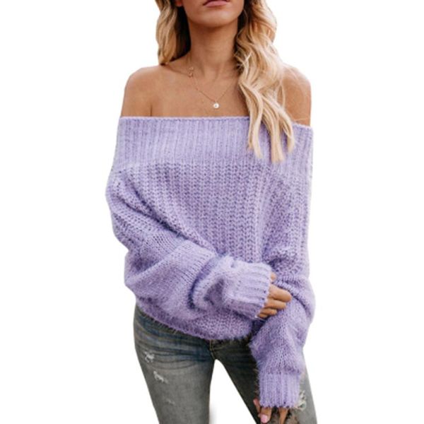 

women's sweaters off shoulder fashion sweater batwing autumn winter sleeve knitted loose versatile multicolor top, White;black
