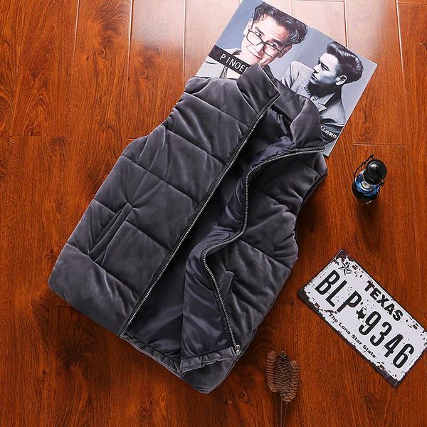 

golden velvet vest men's warm autumn and winter down cotton jacket large size 5xl korean fashion coat for men vests, Black;white