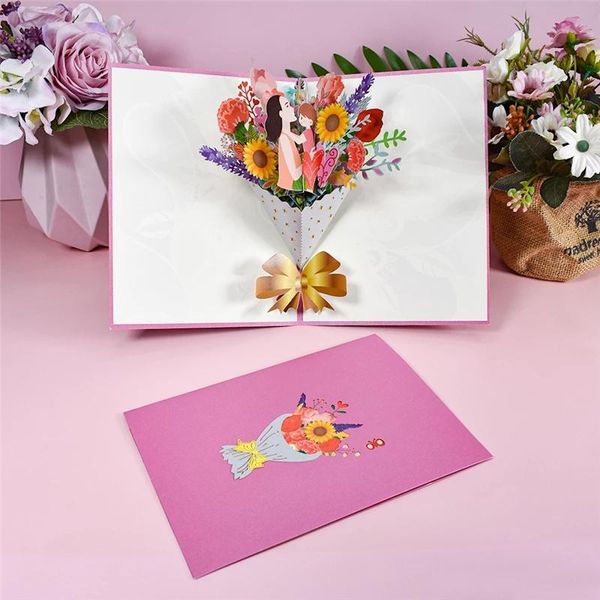 

greeting cards 3d -up girl kids wife husband birthday cake postcards gifts card envelope stickers