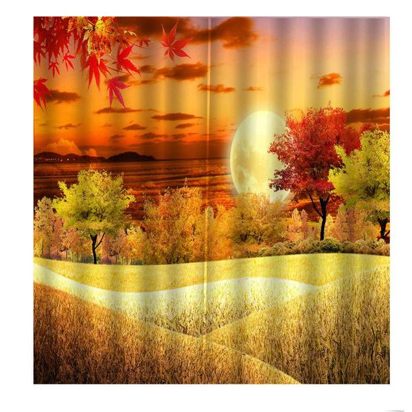 

custom idyllic forest sunsets scenery clouds grass nature window curtains for living room bedroom drapes decor curtain &