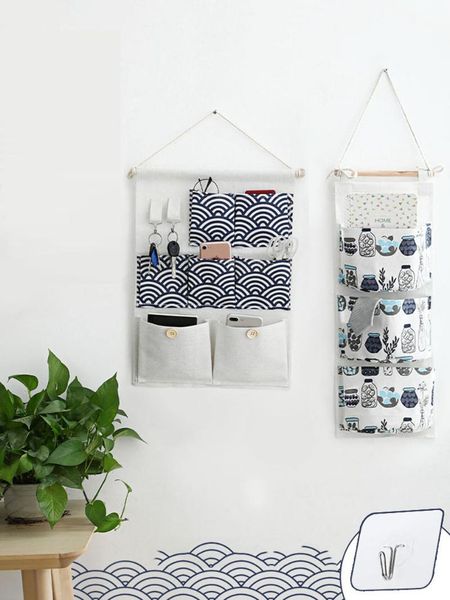 

storage boxes & bins home hanging bag on the wall behind door cloth bedroom bedside pocket dormitory decoration