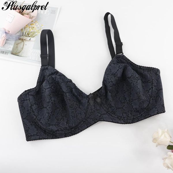 

bras plusgalpret plus size e cup women bra female soft underwear unlined full coverage lingeries print underwire bralettes 38-48, Red;black