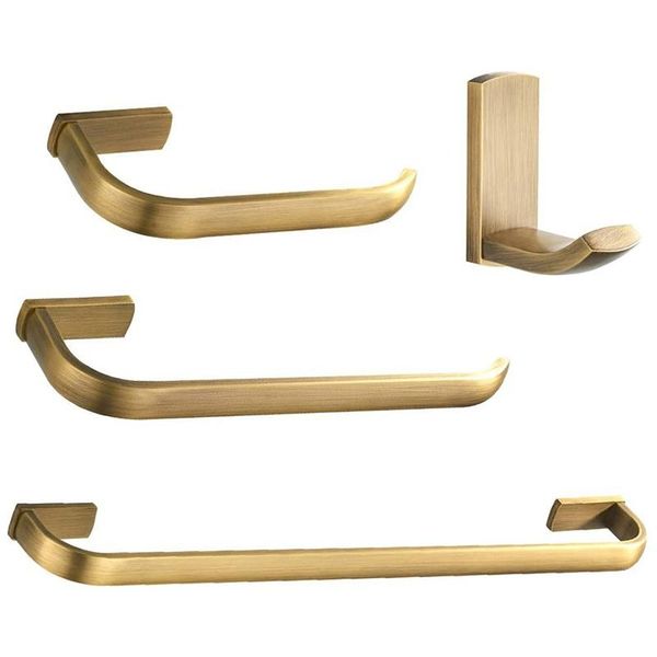 

bathroom storage & organization towel hook ring bar toilet roll holder 4-pieces hardware set brass golden for