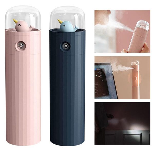 

electric fans usb 2in1 humidifier mini whale fan portable silent handheld summer cooling water spray for outdoor trave