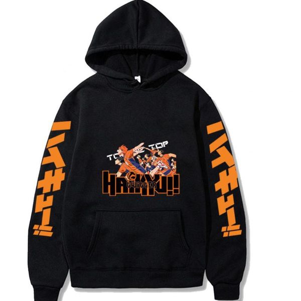 

men's hoodies & sweatshirts anime haikyuu kageyama hinata hoodie men/women hip hop casual loose harajuku sweatshirt streetwear over, Black