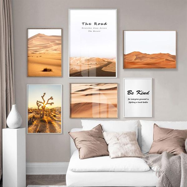 

paintings scandinavian desert sunset landscape poster nordic nature canvas art print quote painting wall picture for living room decor