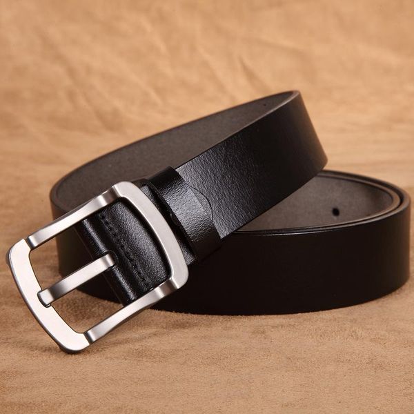 

belts 2021 men's belt metal alloy pin buckle retro, Black;brown