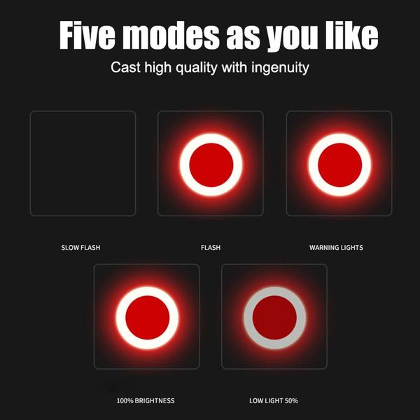 

rechargable bicycle taillights round ultra-bright 5 modes safety warning lights cycling equipment do2 bike