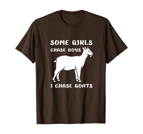 

some girls chase boys i chase goats funny woman farmer joke t-shirt, White;black