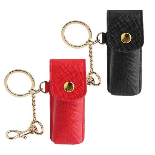 

jewelry pouches, bags 2 pack chapstick keychain holders leather mini lipstick lip tubes storage organizer portable cosmetic holder bag t84a, Pink;blue