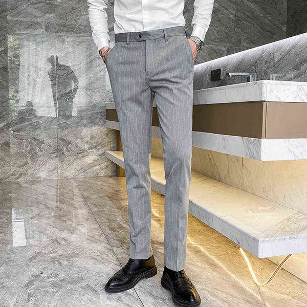 

luxury suits blaze men's casual korean slim fit striped suit trousers men's autumn youth straight pants, Black