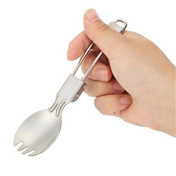

camp kitchen 1pcs titanium spoon fork camping outdoor tableware long-handled