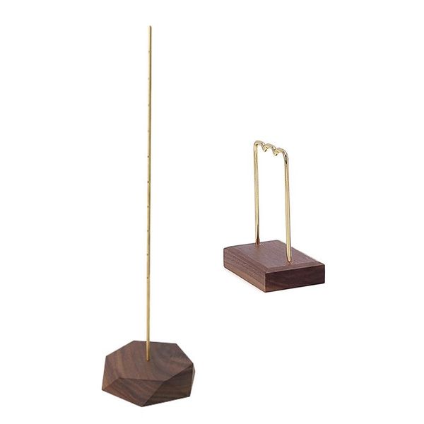 

jewelry pouches, bags 2 pcs walnut wood metal earrings pendant stand display earring storage stand,small & b large, Pink;blue