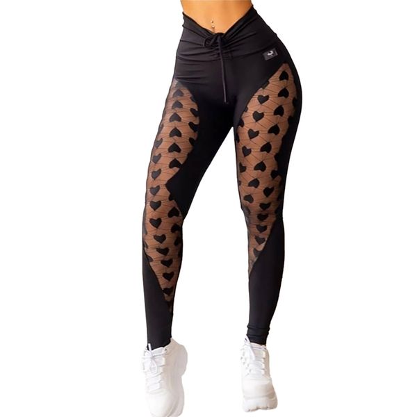 

laides trousers baggy jogging pants black heart printed women slim legging joggers stretch skinny hip-up stacked d30 210925, Black;white