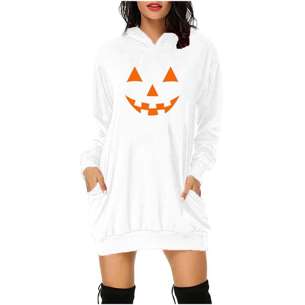 

halloween hoodie pumpkin expression long sleeve loose print casual women, Black