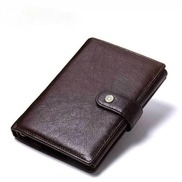 

card holders european and american trend leather passport holder fashion multifunctional buckle document, Brown;gray