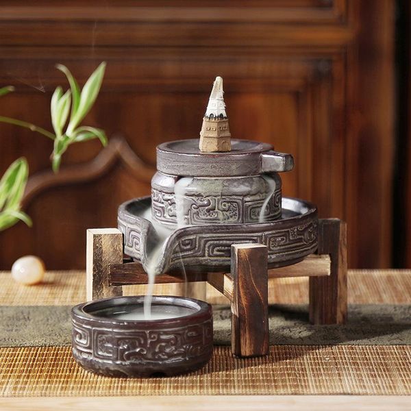 

monk waterfall backflow incense burner ceramic aroma cone censer holder incienso quemador room decor bw50xx fragrance lamps