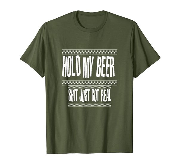 

swyrm womens, mens hold my beer, shit just got real t-shirt, White;black