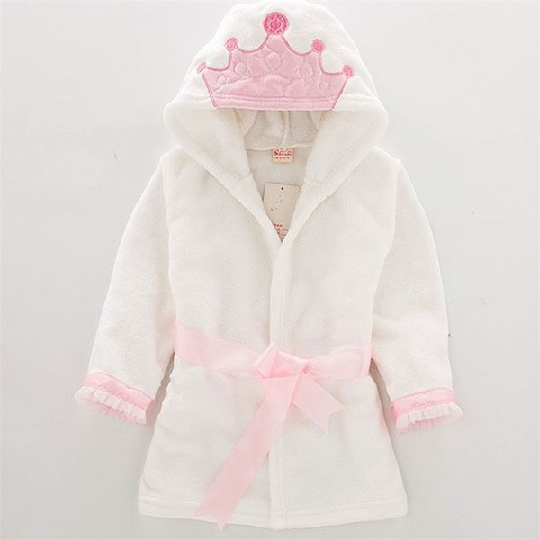 Moda Bebê Menino Menina Bathrobe Chilanel Crown Bathrobe Bebê Meninos Menina Bebê Bebê Com Capuz Banheira Toalha Kids Pijama 210901