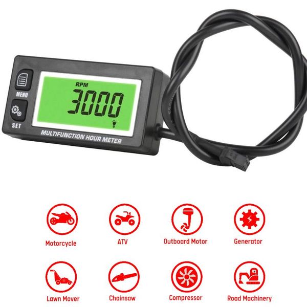 

timers rl-hm028 stroke waterproof multifunction hour meter tachometer voltmeter for gas petrol engine motocross clock