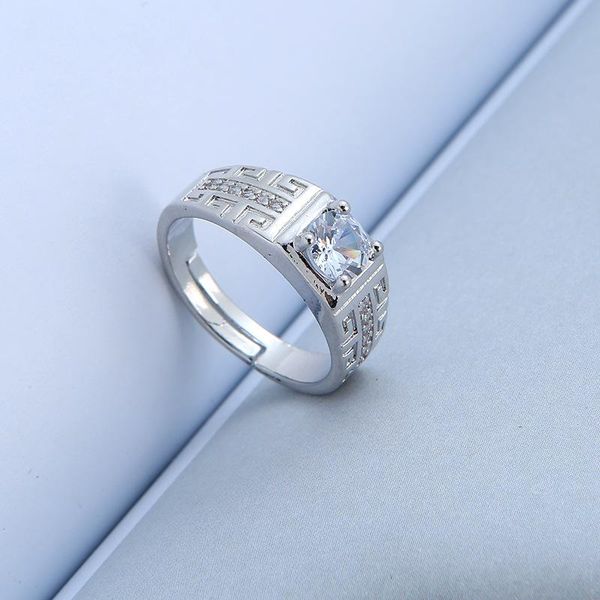 

wedding rings factory-produced self-sold jewelry copper micro-inlaid zircon ring opening adjustable, Slivery;golden