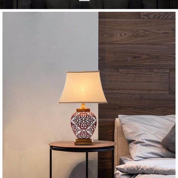 

table lamps chinese red ceramic lamp beside for villa living room modern decoration bedside weeding