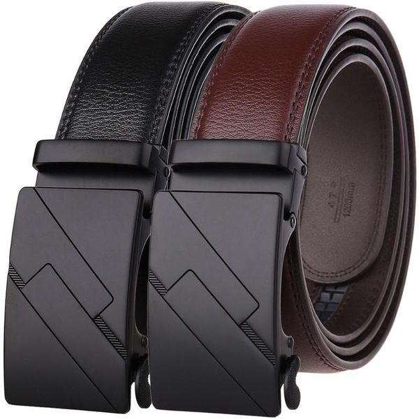 

cow leather waist strap men's belts designer male jean belt sale automatic buckle for men, Black;brown