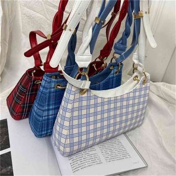 

luxury fashion plate kicker 2021 new portable check single shoulder diagonal wild retro bags and handbags