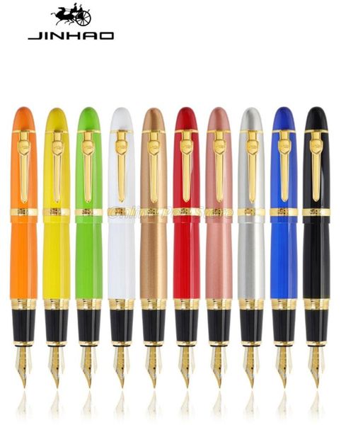 

jinhao 159 metal barrel big size 18kgp broad nib 0.7mm fountain pen gold trim office school wholesale writing accessories pens
