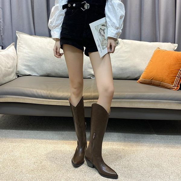 

boots high-heeled fashion style black denim leather autumn women's shoes zipper