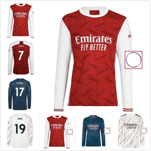 

2021 odegaard gunners long sleeve soccer jersey 20/21 saka #19 pepe willian uniforms mens martinelli gabriel nelson football shirt, Black;yellow