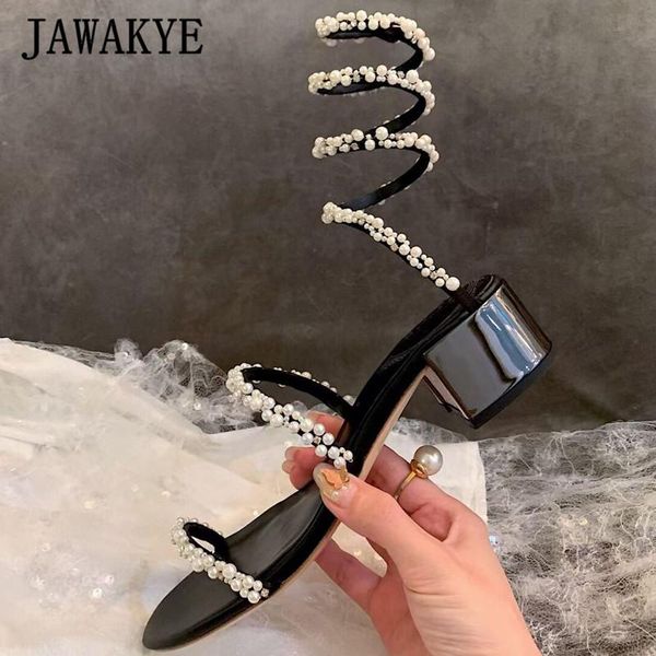 

sandals pearl low heel women cross ankle strap summer party shoes narrow band real leather runway 2021, Black