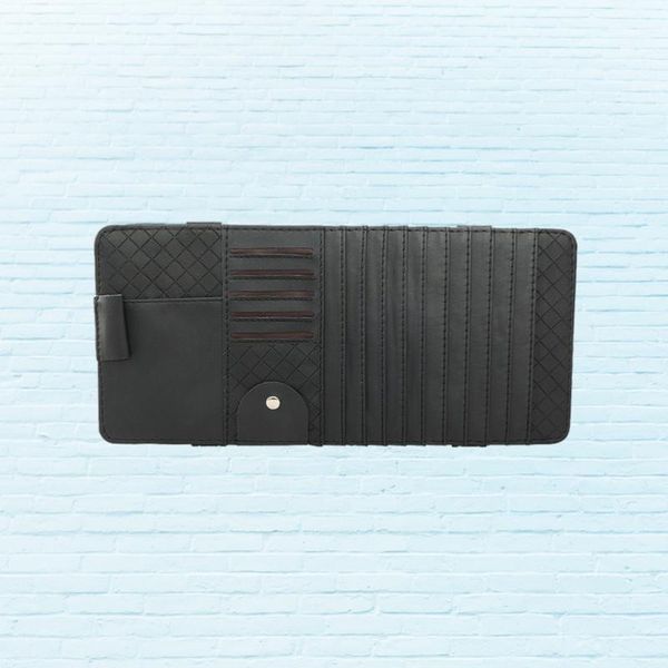 

multi-functional sun visor holder bag slot pen leather organizer for car vehicle (black)