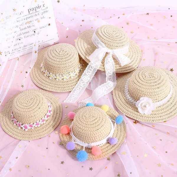 

cat costumes accessories flower straw hat dog pet spring summer sunhat cute woven costume accessory