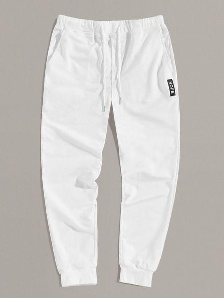 

men drawstring waist letter graphic sweatpants j3el#, Black
